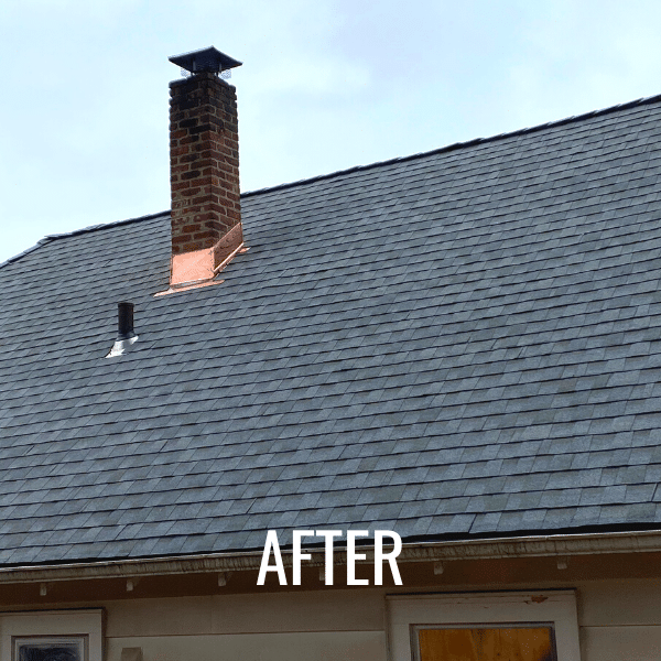 Copper chimney flashing and asphalt roof replacement in Westchester County, NY