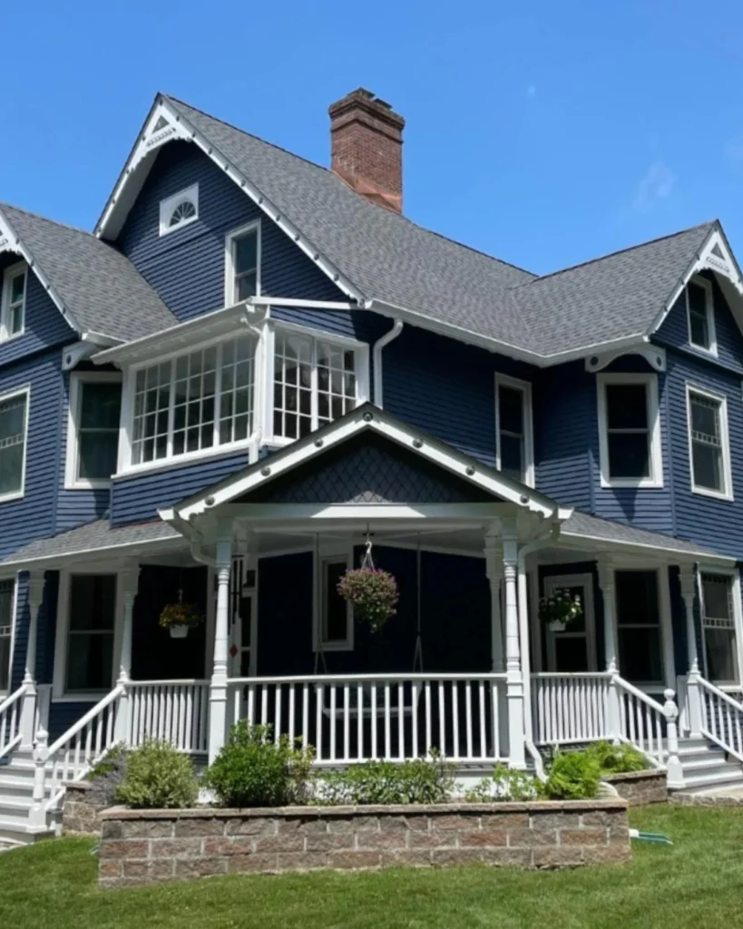 roof replacement on blue colonial style home in mt kisco