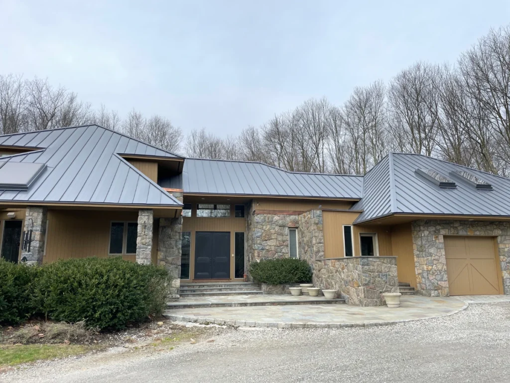 custom galvalume metal roof in north salem ny and stone siding