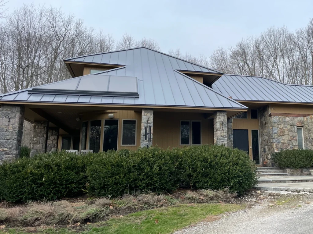 custom galvalume metal roof in north salem ny with 3 skylights