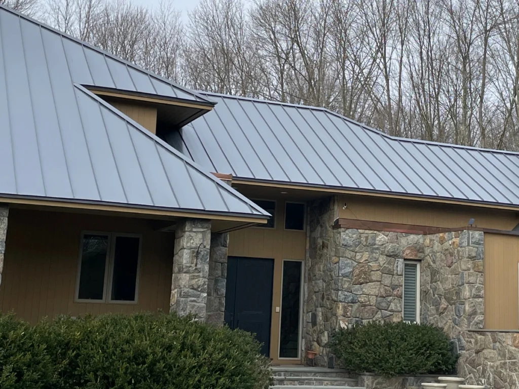 close up of custom galvalume metal roof in north salem ny