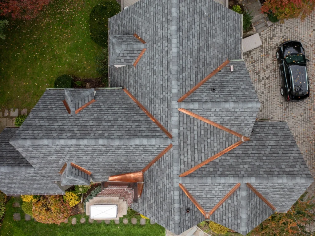 Top down view after GAF Architectural Shingle Roof Replacement Bronxville NY