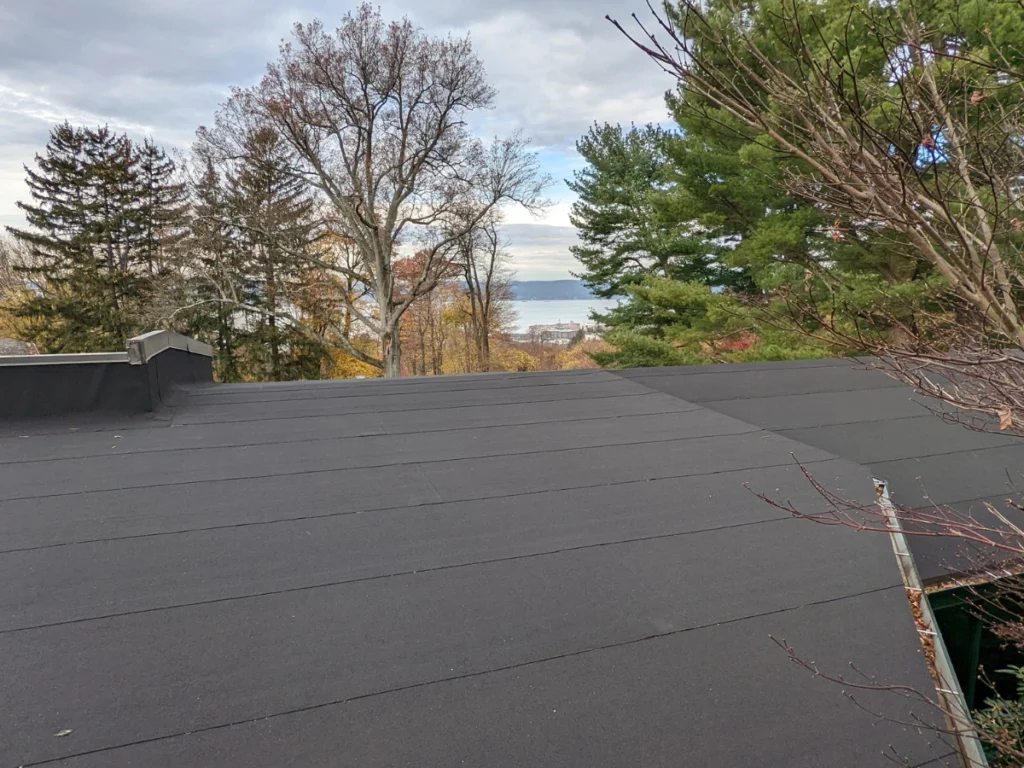 flat black asphalt roof overlooking the hudson river