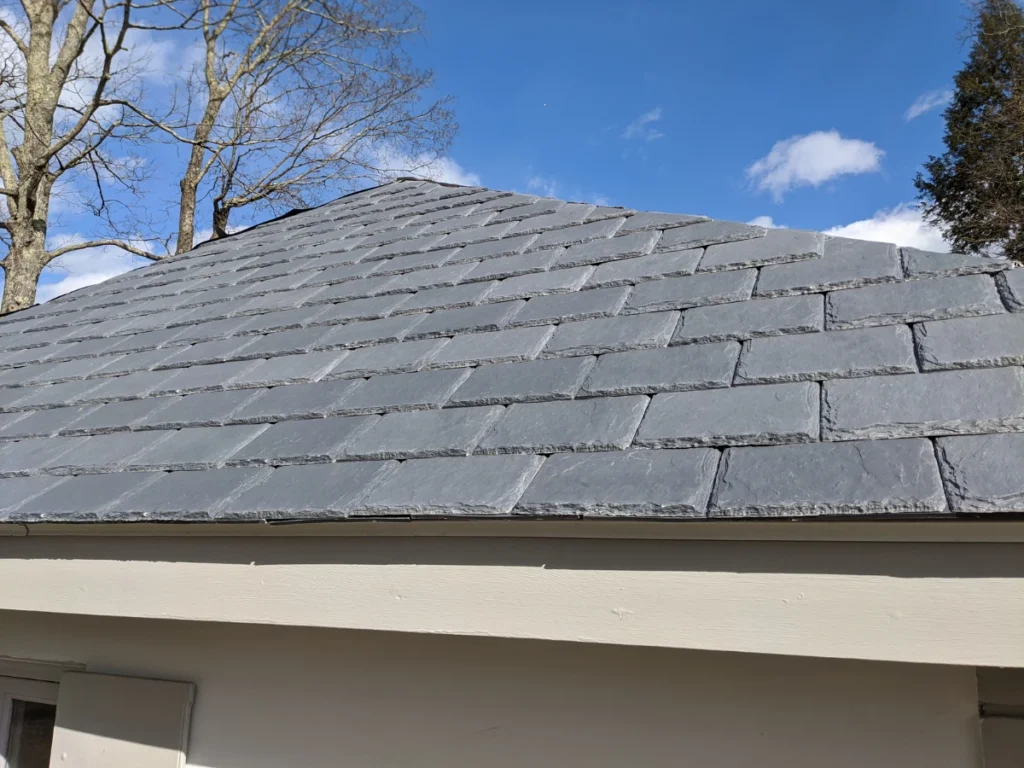 roof near north salem, ny after installation of davinci roofscapes synthetic slate roof tiles