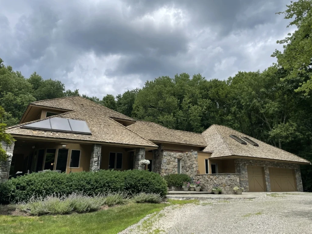 old cedar roof before roof replacement near bedford ny