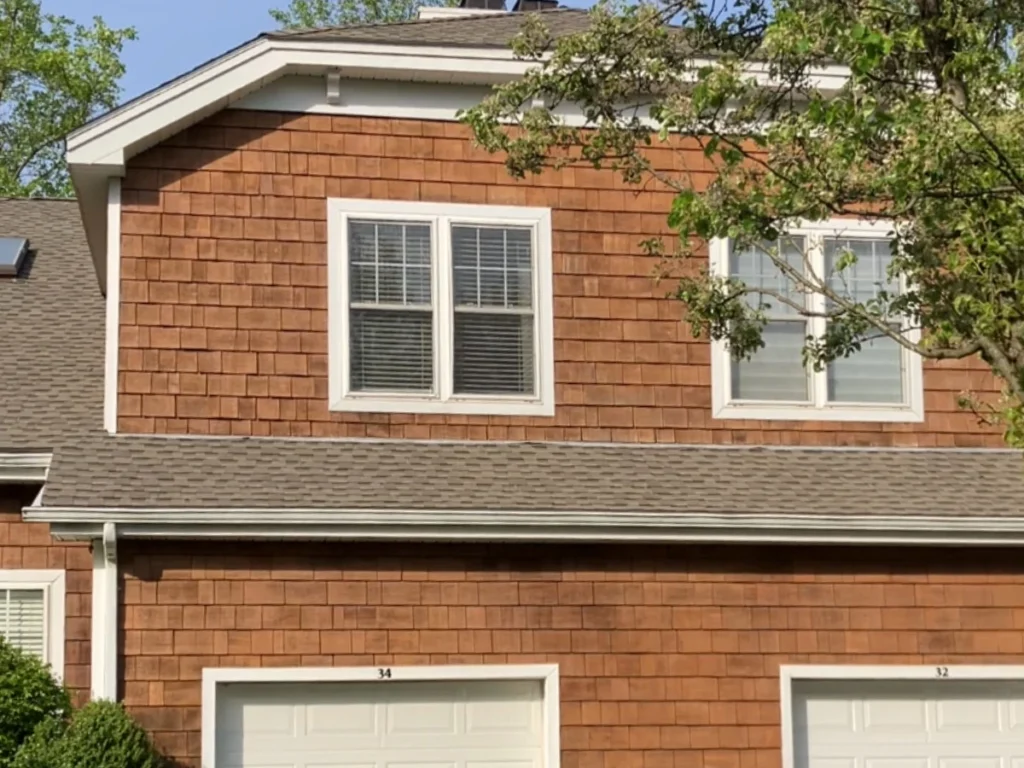 close up of new roof shingles in tarrytown, ny