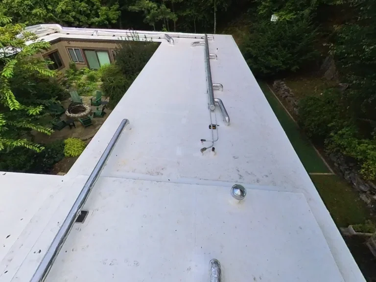 white tpo roof with atrium in the middle